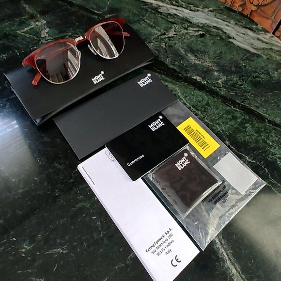 Montblanc Tortoise Brown MB0083S Mens Semi Rimless Sunglasses - Picture 2 of 16